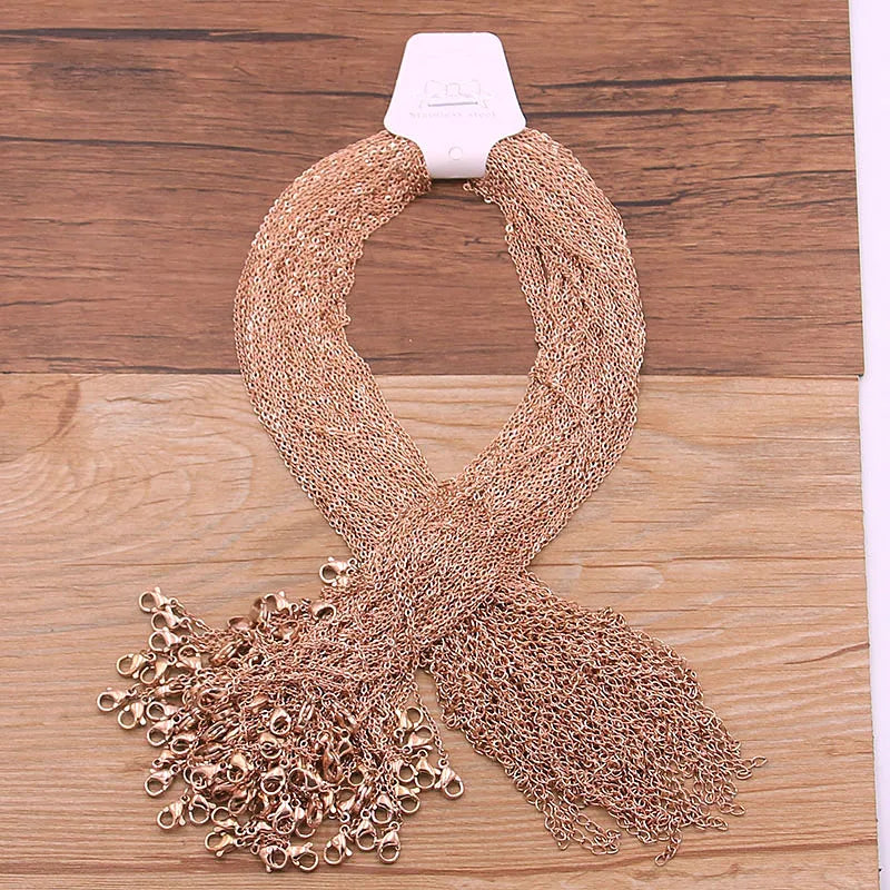 PULCHRITUDE Lote de 5 unidades de cadenas de 45 cm y 4 mm para hombre y mujer, collar con eslabones de acero inoxidable dorado/plateado, cadena cubana para fabricación de joyas