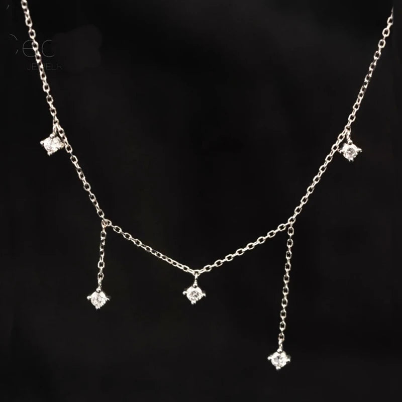 925 Sterling Silver Zircon Star Charms Necklace For Women Choker Elegant Luxury 18k Gold Plated O-Chain Necklace Wedding Jewelry