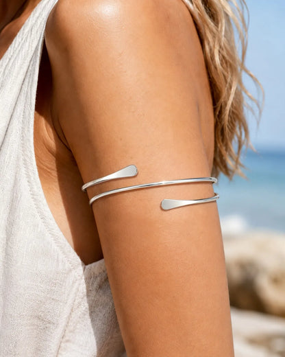 Upper Arm Cuff Bracelet for Women Minimalist Gold Plated Adjustable Open Armband Statement Party Armlet Jewelry