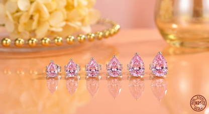 QooLady S925 Sterling Silver Shiny Cubic Zirconia Water Drop Stud Earrings for Women Trendy Party Jewelry Accessories Gift SE127