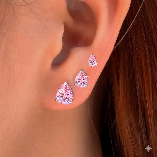 QooLady S925 Sterling Silver Shiny Cubic Zirconia Water Drop Stud Earrings for Women Trendy Party Jewelry Accessories Gift SE127