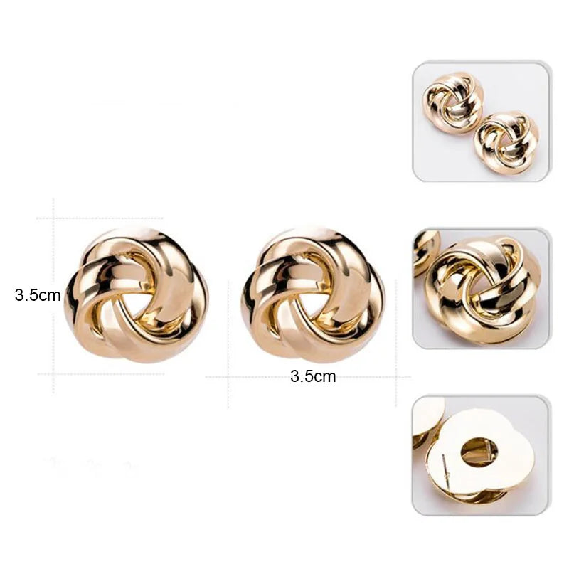 Gold Color Metal Drop Earrings Irregular Hollow Heart Pendants Earrings Twisted Geometric Personality Earrings for Women