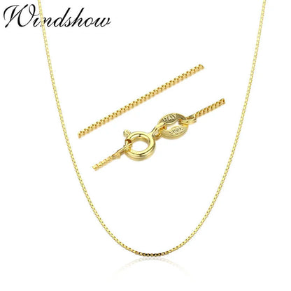 14"-32" 0.65mm Fina de Plata de Ley 925 Auténtica con Cadena Fina de Caja Chapada en Oro, Collar para Mujer, Niña, Hombre, Joyería Kolye Collares