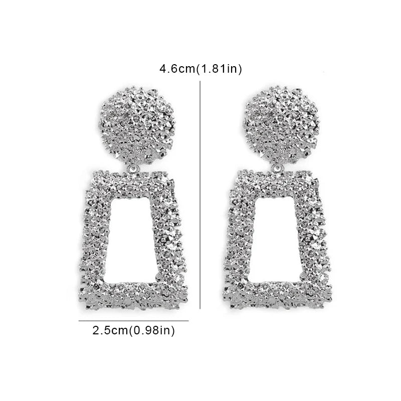 Gold Color Metal Drop Earrings Irregular Hollow Heart Pendants Earrings Twisted Geometric Personality Earrings for Women