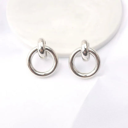 Gold Color Metal Drop Earrings Irregular Hollow Heart Pendants Earrings Twisted Geometric Personality Earrings for Women