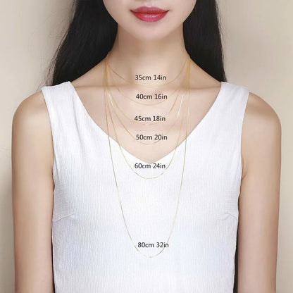 14"-32" 0.65mm Fina de Plata de Ley 925 Auténtica con Cadena Fina de Caja Chapada en Oro, Collar para Mujer, Niña, Hombre, Joyería Kolye Collares