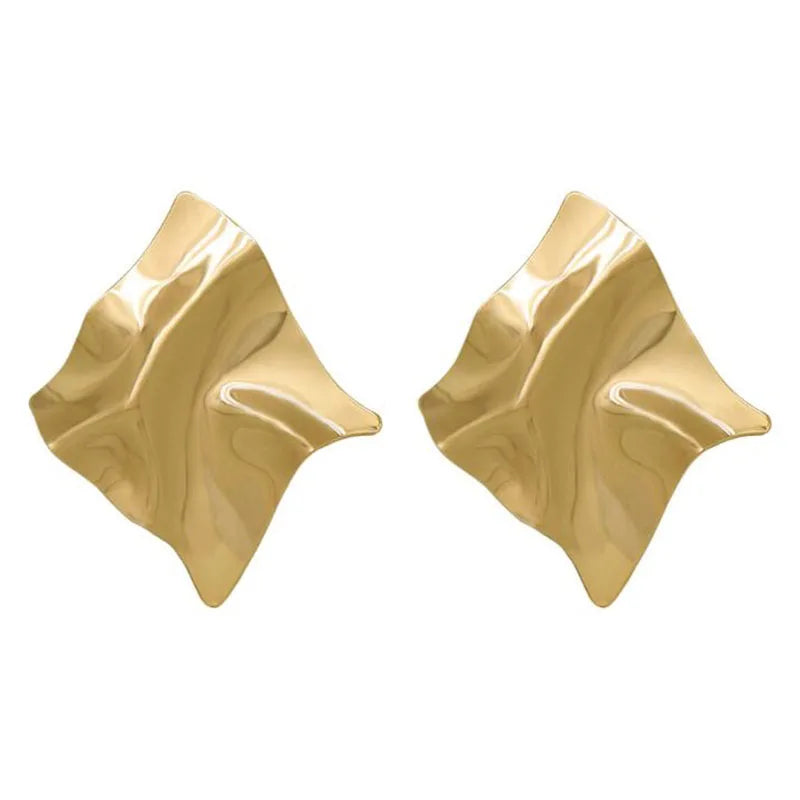 Gold Color Metal Drop Earrings Irregular Hollow Heart Pendants Earrings Twisted Geometric Personality Earrings for Women