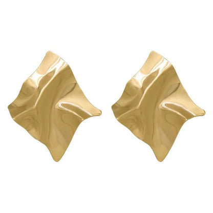 Gold Color Metal Drop Earrings Irregular Hollow Heart Pendants Earrings Twisted Geometric Personality Earrings for Women