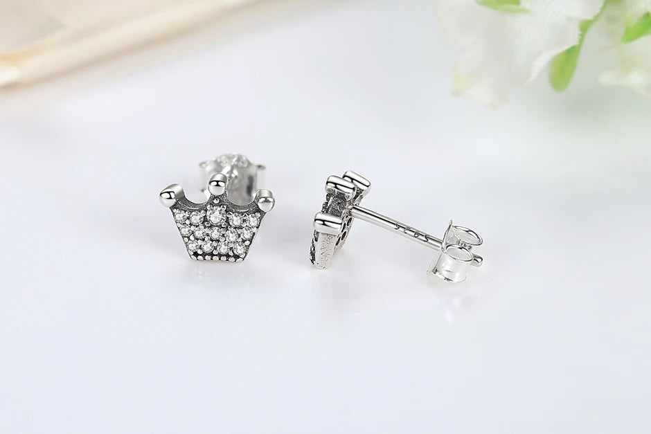 Original 925 Sterling Silver Earrings 2026 Stud Hoop Crystal Earings For Women Rose Gold Crown Heart Infinity Bee Earing Jewelry