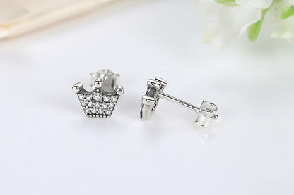 Original 925 Sterling Silver Earrings 2026 Stud Hoop Crystal Earings For Women Rose Gold Crown Heart Infinity Bee Earing Jewelry