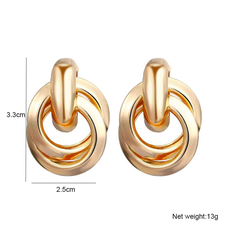 Gold Color Metal Drop Earrings Irregular Hollow Heart Pendants Earrings Twisted Geometric Personality Earrings for Women