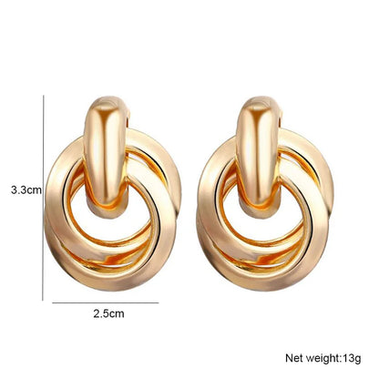 Gold Color Metal Drop Earrings Irregular Hollow Heart Pendants Earrings Twisted Geometric Personality Earrings for Women