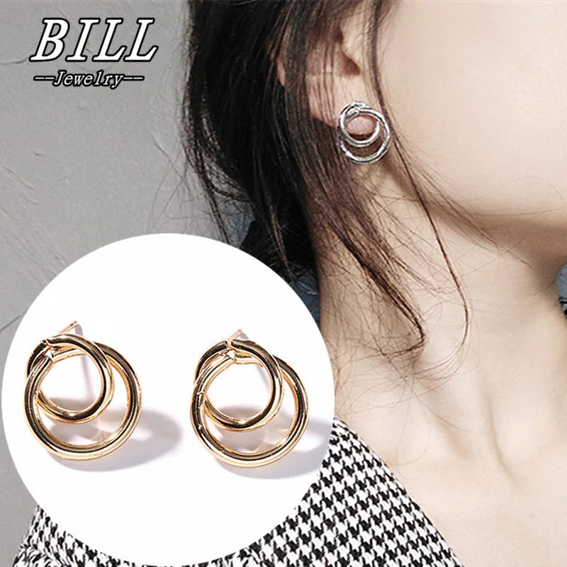 Gold Color Metal Drop Earrings Irregular Hollow Heart Pendants Earrings Twisted Geometric Personality Earrings for Women