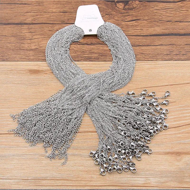 PULCHRITUDE Lote de 5 unidades de cadenas de 45 cm y 4 mm para hombre y mujer, collar con eslabones de acero inoxidable dorado/plateado, cadena cubana para fabricación de joyas
