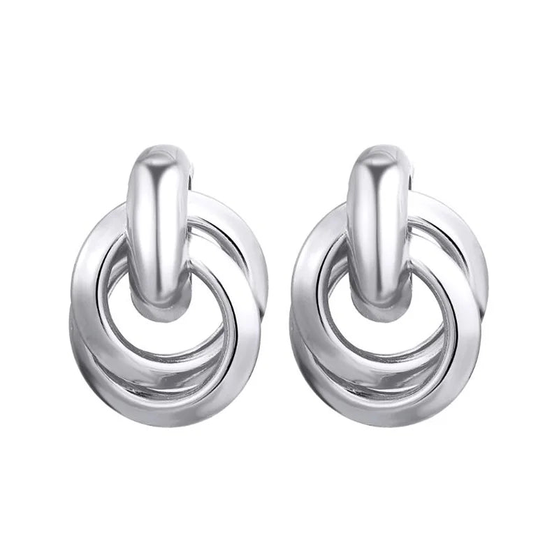 Gold Color Metal Drop Earrings Irregular Hollow Heart Pendants Earrings Twisted Geometric Personality Earrings for Women