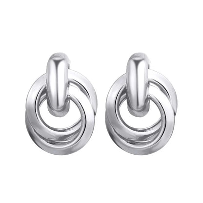 Gold Color Metal Drop Earrings Irregular Hollow Heart Pendants Earrings Twisted Geometric Personality Earrings for Women