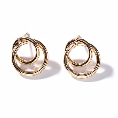 Gold Color Metal Drop Earrings Irregular Hollow Heart Pendants Earrings Twisted Geometric Personality Earrings for Women