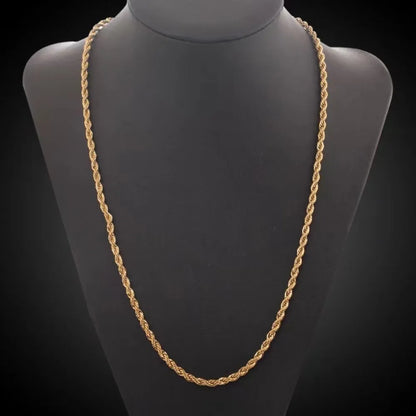 Vente en gros Collier chaîne corde Noble 45-60cm 18 carats 4mm pour femme homme Mode mariage Cadeau bijoux 18-24 pouces