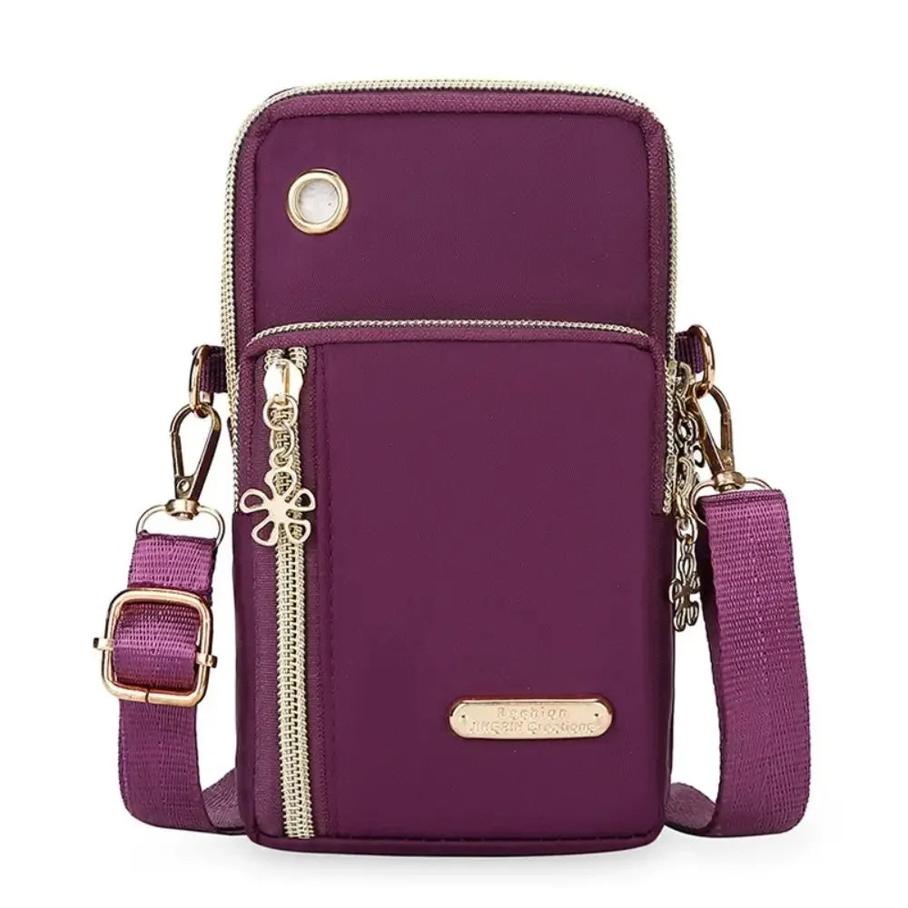 Portable Oxford Mini Phone Bag Multi-layer Zipper Travel Crossbody Bag Handbag Waterproof Sports Arm Bags