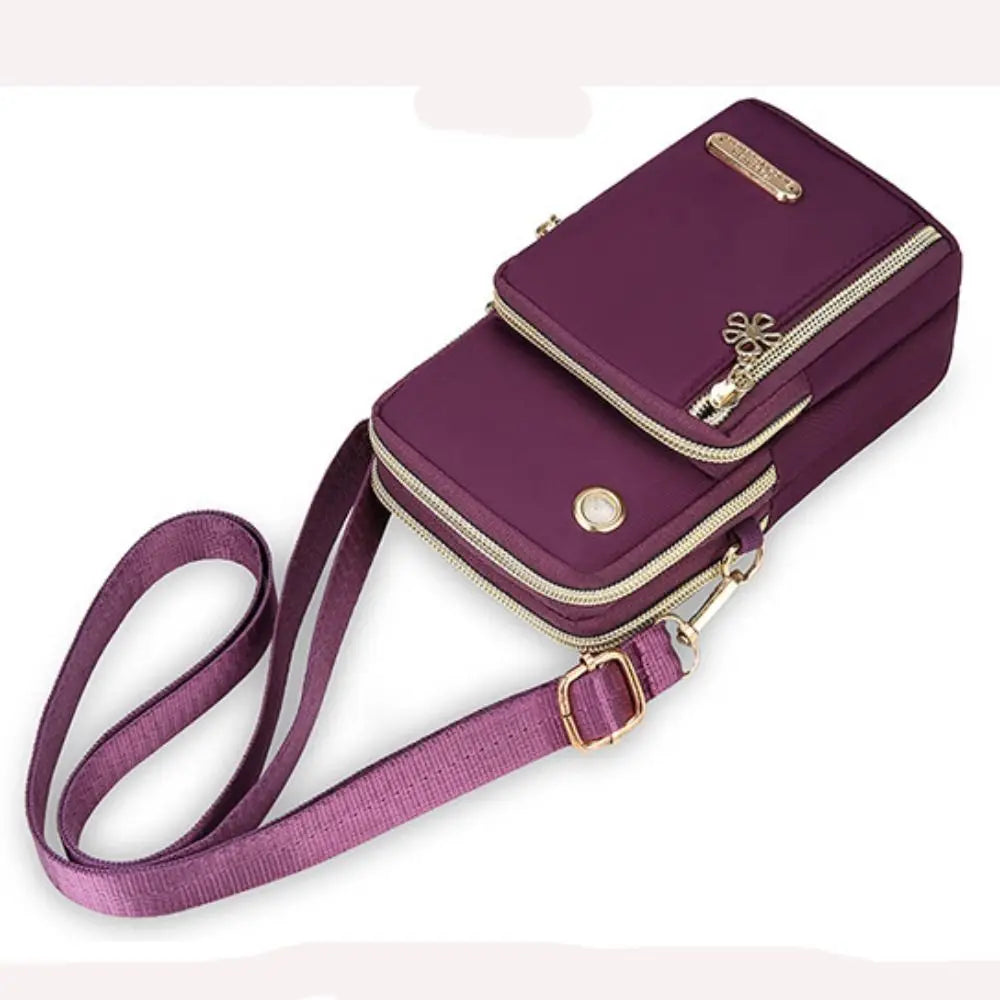 Portable Oxford Mini Phone Bag Multi-layer Zipper Travel Crossbody Bag Handbag Waterproof Sports Arm Bags