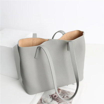 Hot Sale Classic All-match Minimalist Business Style Large Women Tote Bag A4 Laptop Cowhide Leather Female Underarm Handbag