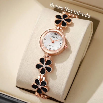 Fashion Flower Bracelet Strap Women Watches Ladies Diamond Arabic Numeral Dial Wristwatches Reloj Mujer（Without Box）