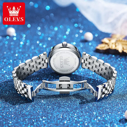 OLEVS 3641 Womens Watch Elegant Simple Quartz Watch Zircon Scale Waterproof Luminous Starry Dial Ladies Watch Gifts Original