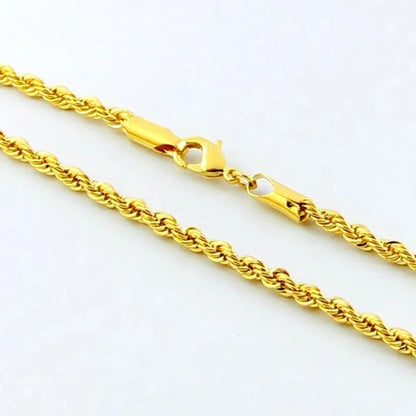 Hot y2k 18K Gold Necklace 3MM Twisted Rope Twist Electroplating Chain for Men Women Wedding Jewelry Gifts