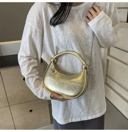 Red Patent Leather Handheld Bag For Women New Spring Autumn Chain Crossbody Bag Fashion Versatile Love Zipper Shoulder Small Bag