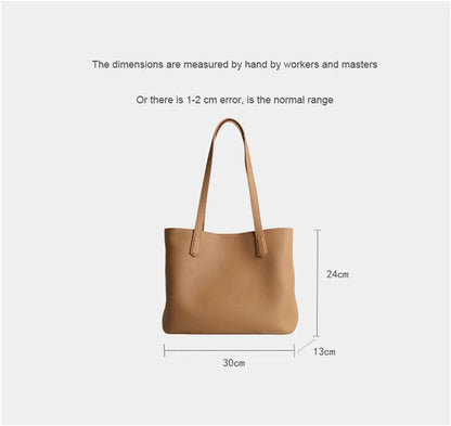 Hot Sale Classic All-match Minimalist Business Style Large Women Tote Bag A4 Laptop Cowhide Leather Female Underarm Handbag