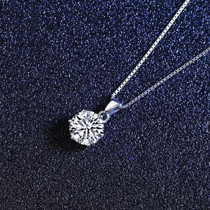 Butterflykiss 6.5mm 1.0 Carat D Moissanite Necklaces Rose Gold Plated Pendant Original Real S925 Silver Chain Jewelry For Women
