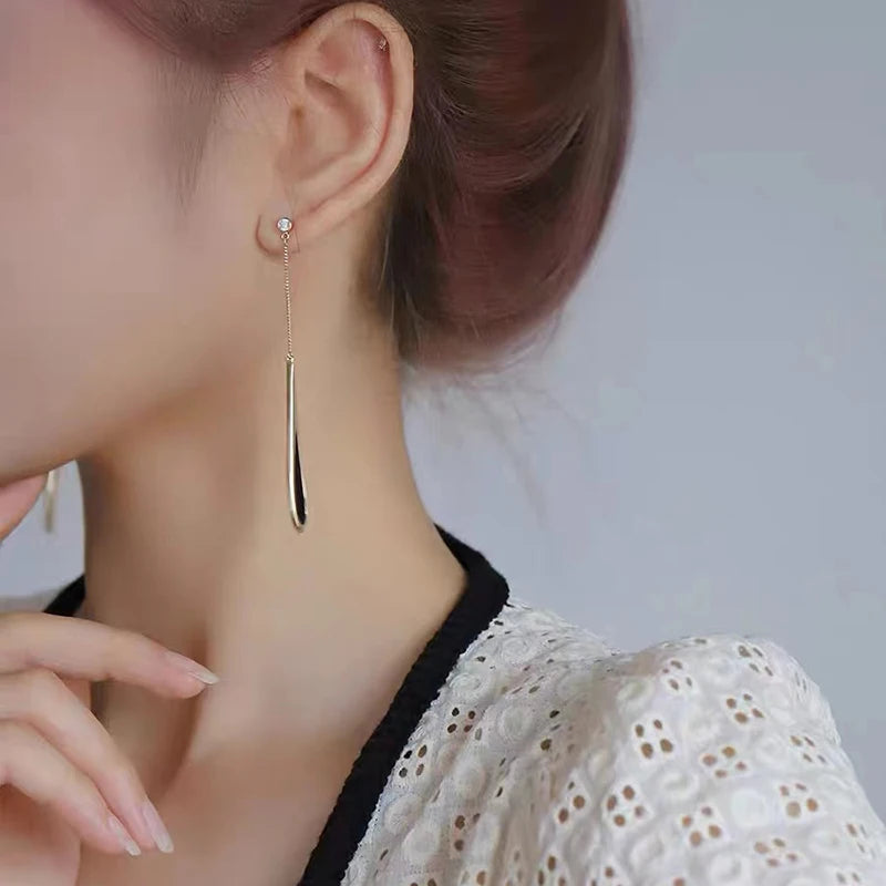 European and American Black Drop Tassel Long Earrings 2024 New Fashion Party Luxury Accessories For Womens Temperament Jewelry