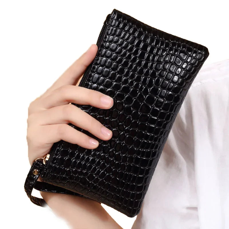 Women's Crocodile Coin Bags Purse Money Organizer Korean Mobile Phone Clutch Bags Makeup Bags Traveling Neceser Toiletry Pouch
