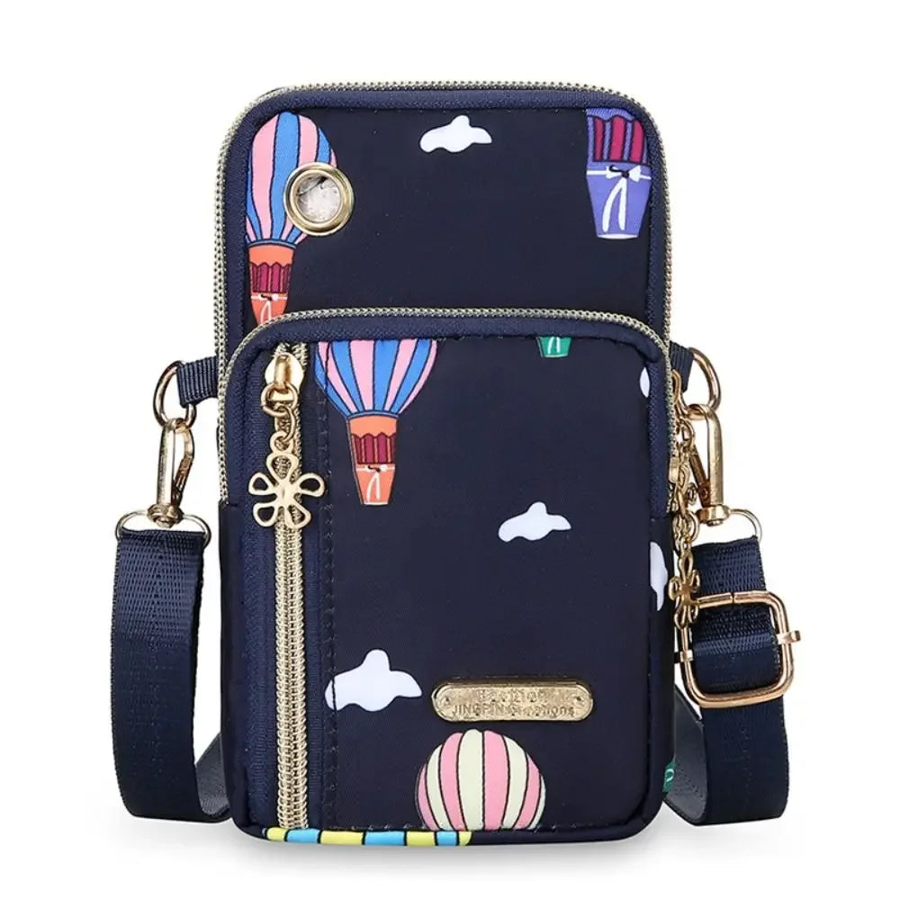 Portable Oxford Mini Phone Bag Multi-layer Zipper Travel Crossbody Bag Handbag Waterproof Sports Arm Bags