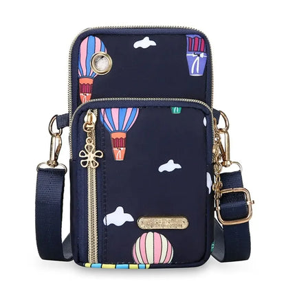 Portable Oxford Mini Phone Bag Multi-layer Zipper Travel Crossbody Bag Handbag Waterproof Sports Arm Bags