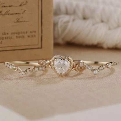 3pcs/set Creative Women's Layered Rings Luxurious Jewelry Inlaid with Synthetic Zirconia Exquisite Valentine's Day Gifts