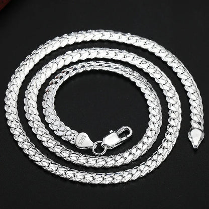 925 Sterling Silver 18K Gold Full Sideways Figaro Chain Necklace For Woman Man Fashion Wedding Engagement Jewelry Gifts