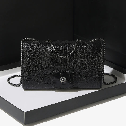 Simple Mini Crocodile Pattern Small Square Bag Summer New Style Trendy Versatile Chain