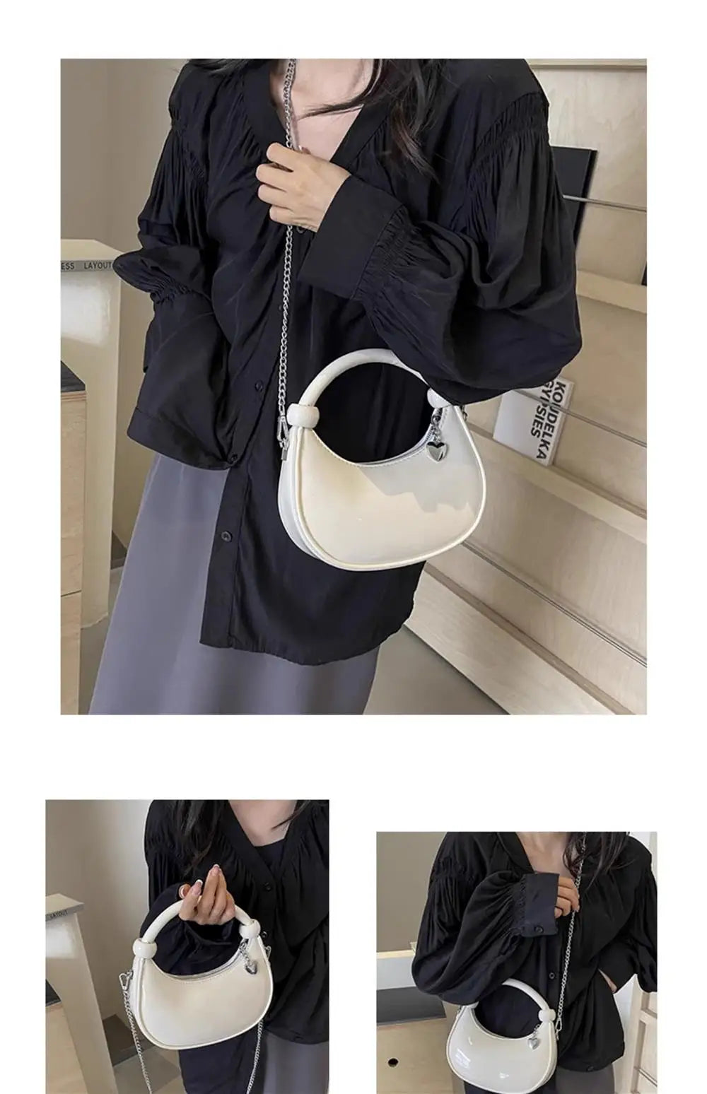 Red Patent Leather Handheld Bag For Women New Spring Autumn Chain Crossbody Bag Fashion Versatile Love Zipper Shoulder Small Bag
