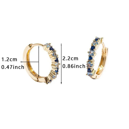 Luxury Stainless Steel Colorful Zircon Hoop Earrings For Women Fashion Korean Huggie Earrings Wedding Jewelry pendientes mujer
