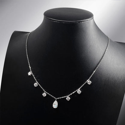 OEVAS 1-3CT Pear Cut Moissanite Necklace Earrings Set for Women S925 Sterling Silver Plated 18K Wedding Party Luxury Jewelry