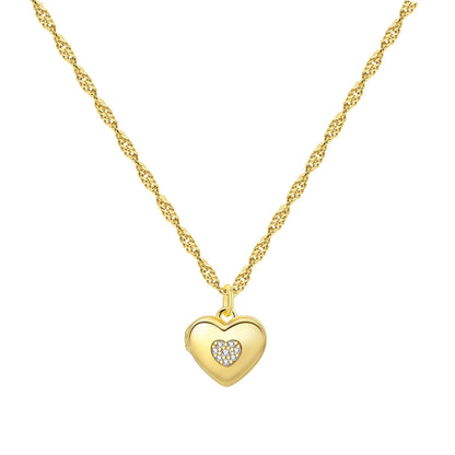 PANPOKI 925 Sterling Silver 18K Gold Heart-shaped Lock Key Necklace Pendant Necklace for Women Birthday Gifts Wedding Jewelry