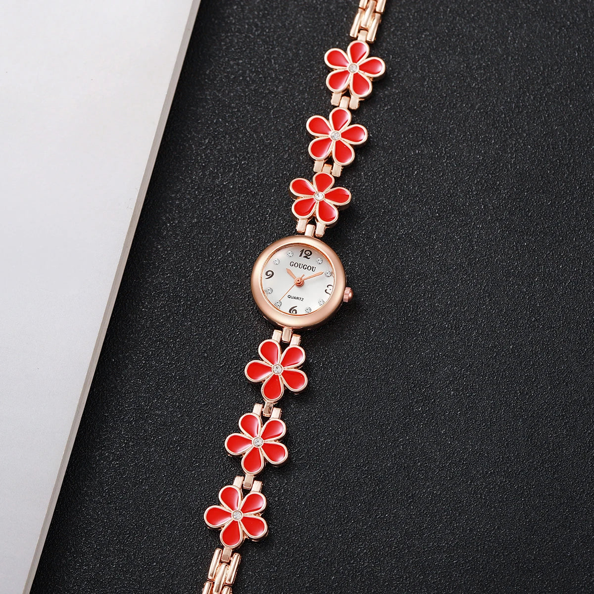 Fashion Flower Bracelet Strap Women Watches Ladies Diamond Arabic Numeral Dial Wristwatches Reloj Mujer（Without Box）