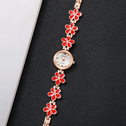 Fashion Flower Bracelet Strap Women Watches Ladies Diamond Arabic Numeral Dial Wristwatches Reloj Mujer（Without Box）