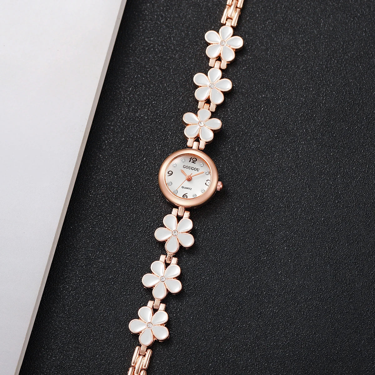 Fashion Flower Bracelet Strap Women Watches Ladies Diamond Arabic Numeral Dial Wristwatches Reloj Mujer（Without Box）
