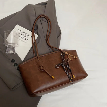 LEFTSIDE PU Leather Shoulder Bags For Women 2025 Winter Y2K Trend Female Crossbody Bag Lady Handbags And Purses Retro Tote Bag