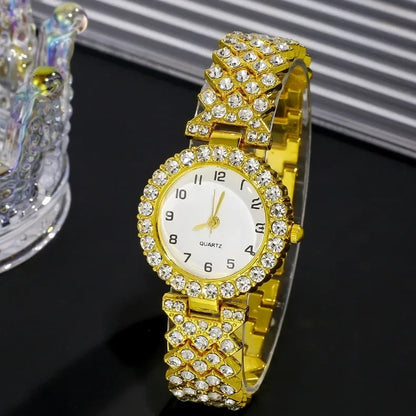 1pcs/2pcs Luxury Fashion Women Watch Set Silver Strap Ladies Quartz Wristwatch Alloy Bracelet for Ladies Jewelry Set Clock Gift