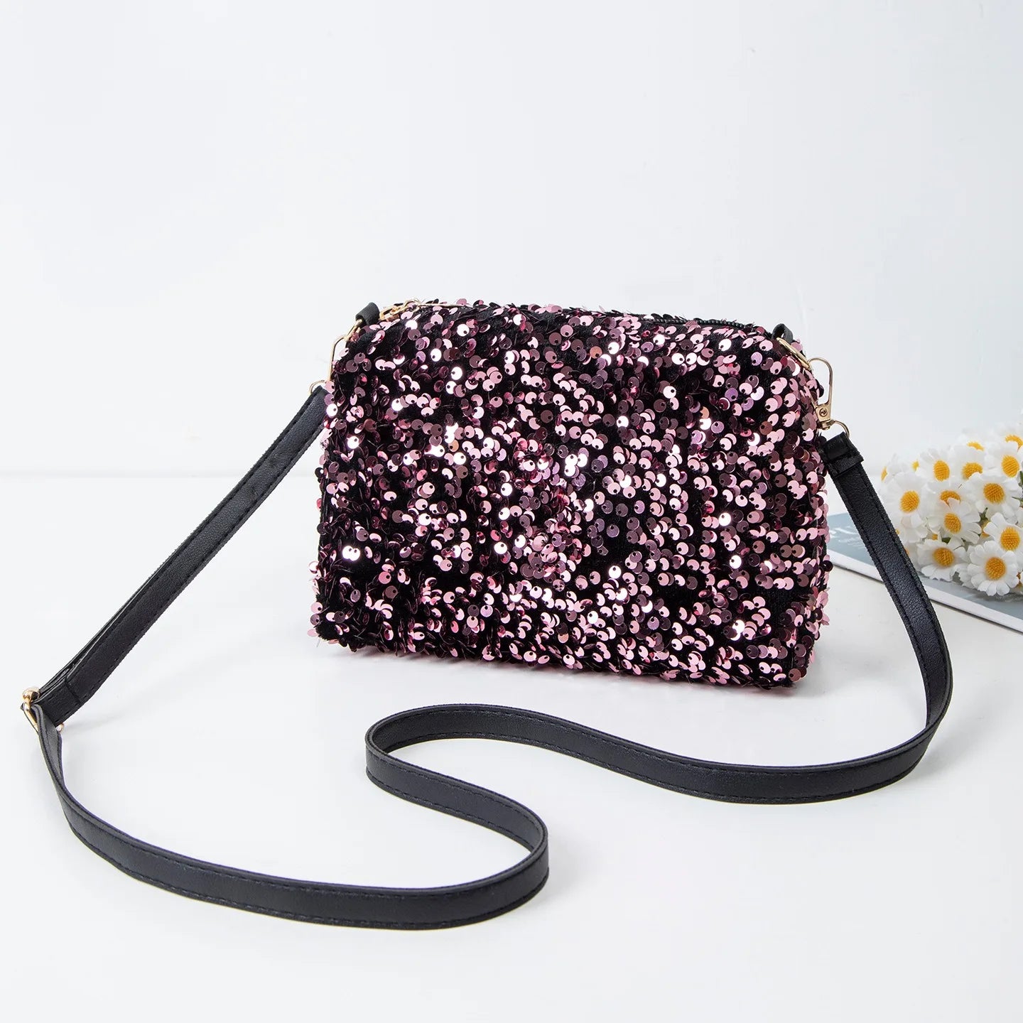 Colorful Sequins Crossbody Bag Simple INS Solid Color Sequins Shoulder Bag Underarm Bag Phone Purse Evening Clutch Bags Handbag
