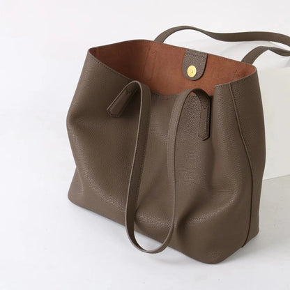 Hot Sale Classic All-match Minimalist Business Style Large Women Tote Bag A4 Laptop Cowhide Leather Female Underarm Handbag