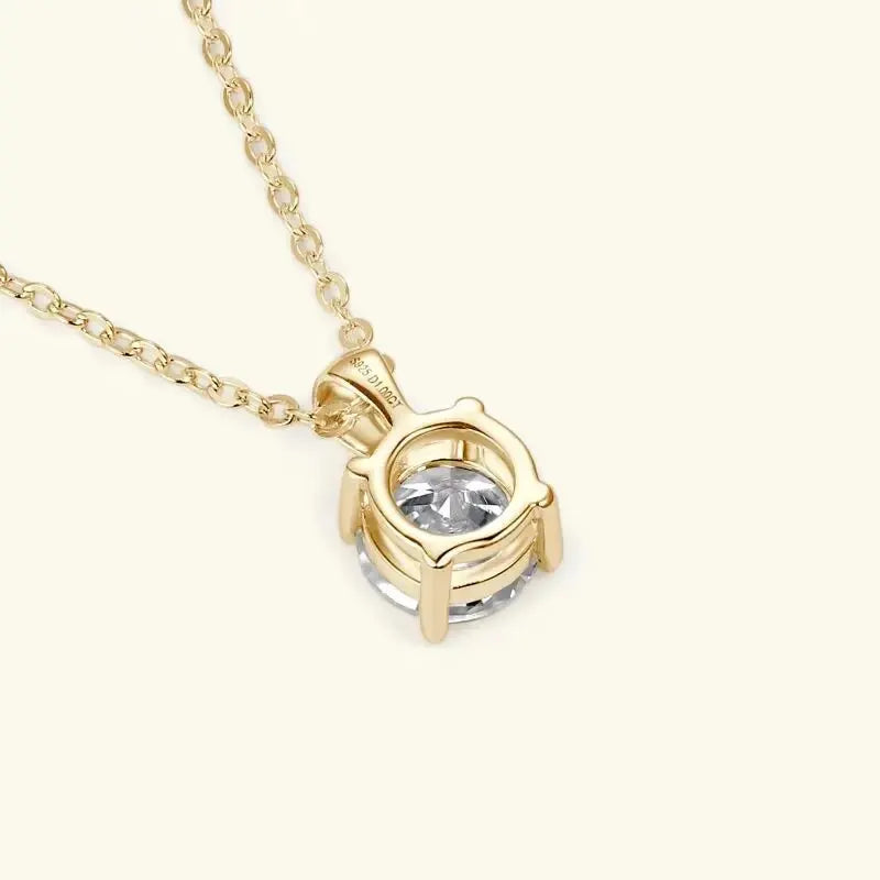 6.5mm 1.0 Carat D Moissanite Solitaire Drop Necklaces 18k Gold Plated Pendant Original Real 925 Silver Chain Jewelry for Women